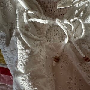 White Eyelet Top with Tie Detail